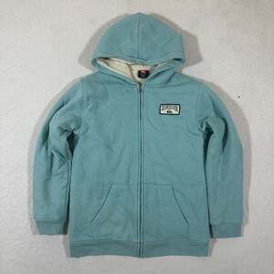 Quiksilver Sherpa Lined Full Zip Hoodie Light Blue Surf Skate Jacket Youth L